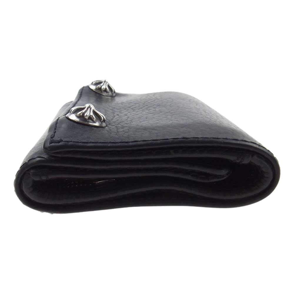 CHROME HEARTS クロムハーツ（原本無） 3FOLD 3フォールド クロスボタン レザー ウォレット 財布 ブラック系【中古】