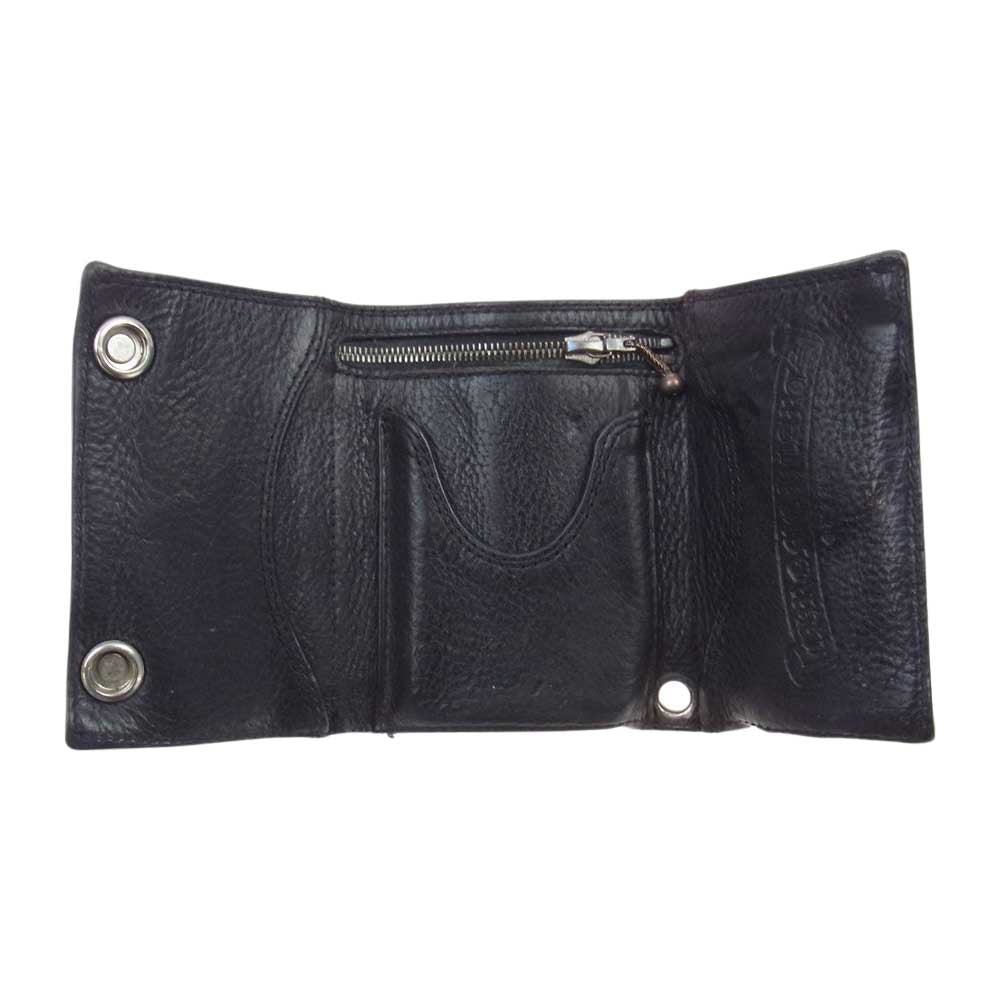 CHROME HEARTS クロムハーツ（原本無） 3FOLD 3フォールド クロスボタン レザー ウォレット 財布 ブラック系【中古】