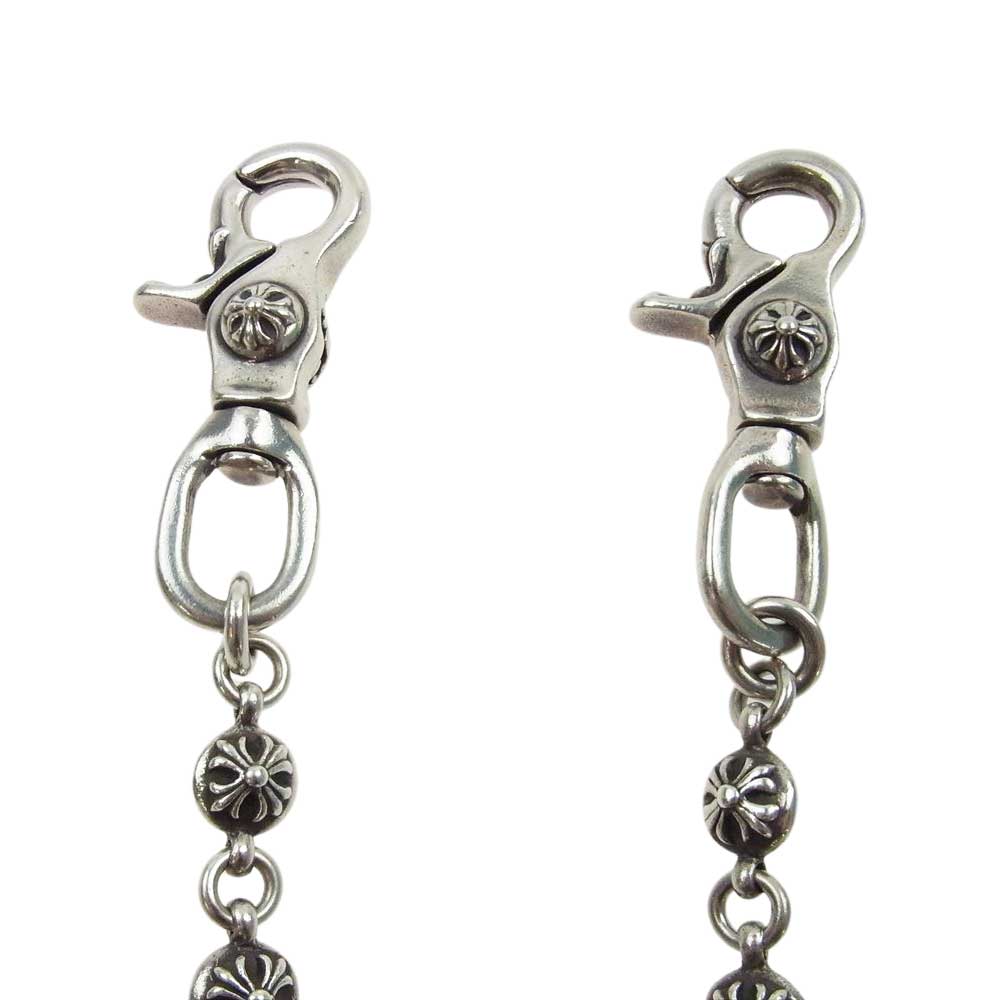 CHROME HEARTS クロムハーツ（原本有） BALL LONG-T 2クリップ ロング クロスボール ウォレットチェーン シルバー系【中古】