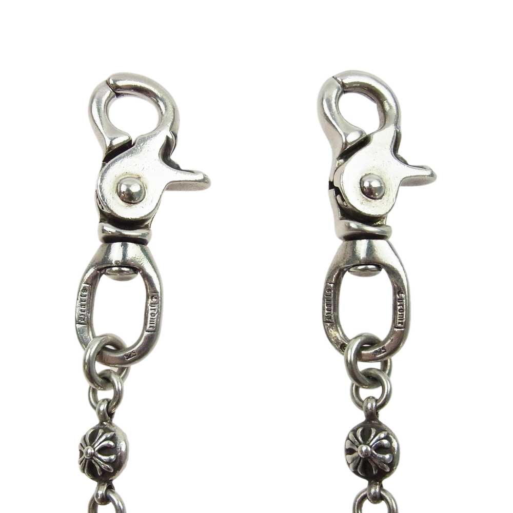 CHROME HEARTS クロムハーツ（原本有） BALL LONG-T 2クリップ ロング クロスボール ウォレットチェーン シルバー系【中古】