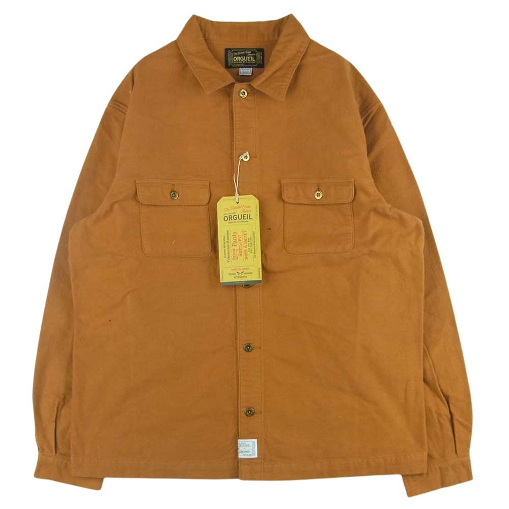 ORGUEIL オルゲイユ OR-4257 CPO Jacket コットン シャツ ジャケット 日本製 オレンジ系 40【新古品】【未使用】【中古】