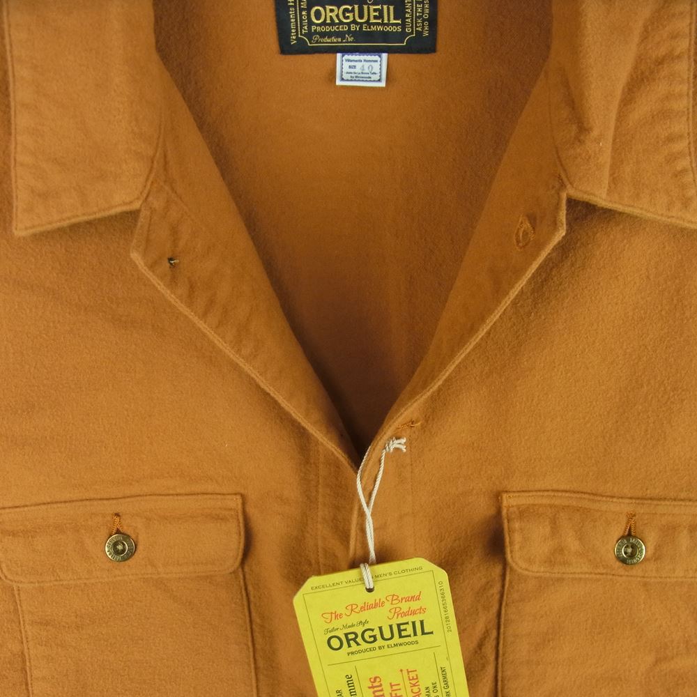 ORGUEIL オルゲイユ OR-4257 CPO Jacket コットン シャツ ジャケット 日本製 オレンジ系 40【新古品】【未使用】【中古】
