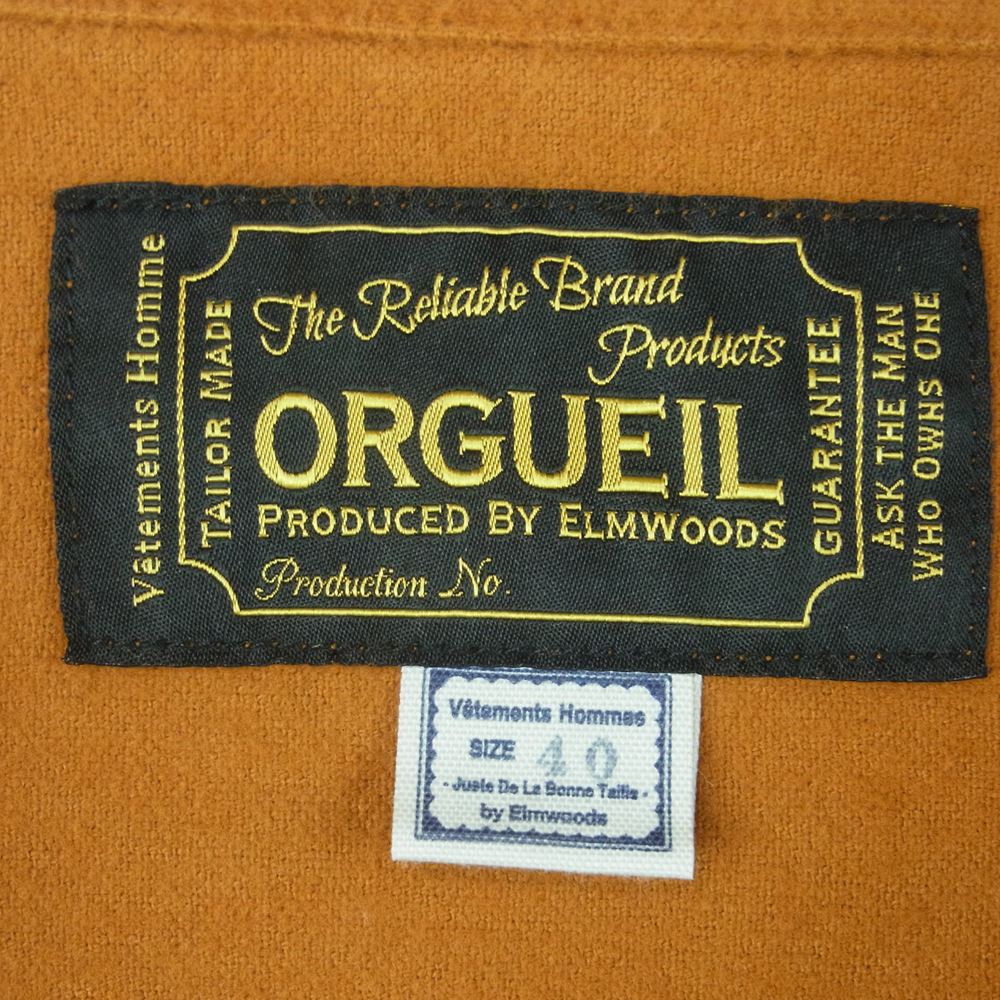 ORGUEIL オルゲイユ OR-4257 CPO Jacket コットン シャツ ジャケット 日本製 オレンジ系 40【新古品】【未使用】【中古】