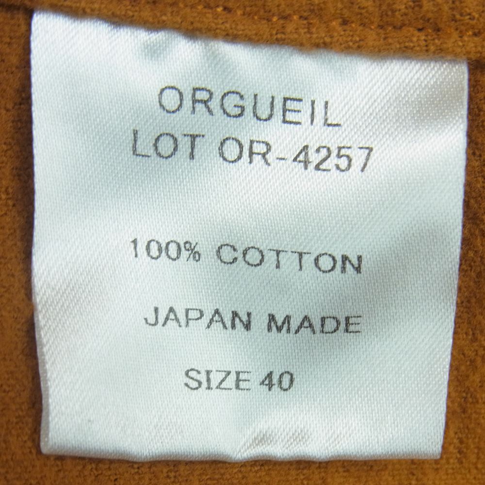 ORGUEIL オルゲイユ OR-4257 CPO Jacket コットン シャツ ジャケット 日本製 オレンジ系 40【新古品】【未使用】【中古】