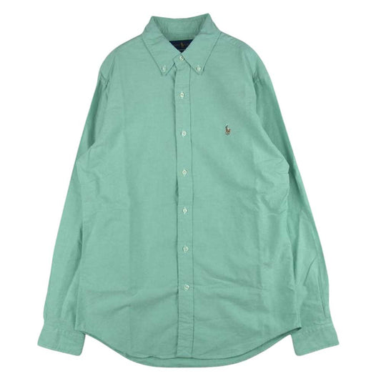 POLO RALPH LAUREN ポロ・ラルフローレン ボタンダウン オックスフォード 長袖 シャツ 刺繍 ロゴ ライトグリーン系 M【中古】
