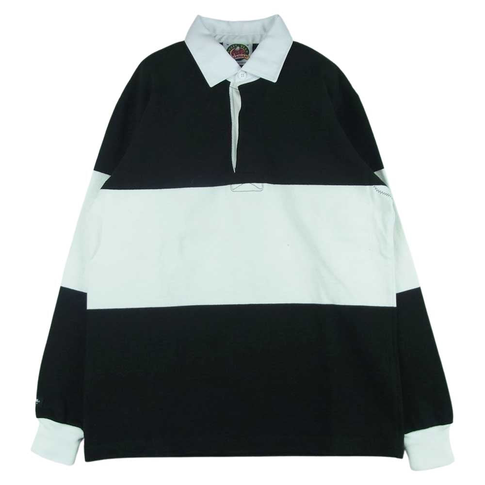 Barbarian バーバリアン ボーダー ラガー 長袖 シャツ コットン カナダ製 ブラック系 ホワイト系 M【中古】