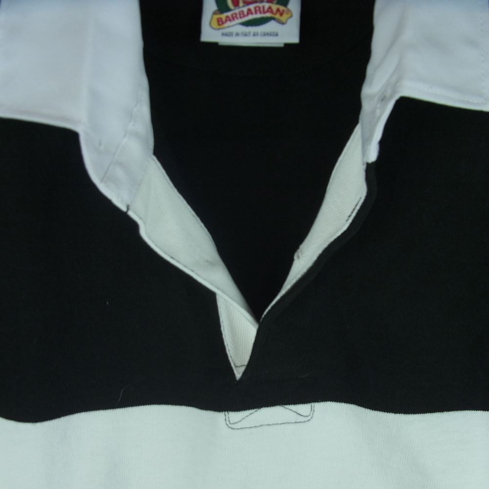 Barbarian バーバリアン ボーダー ラガー 長袖 シャツ コットン カナダ製 ブラック系 ホワイト系 M【中古】