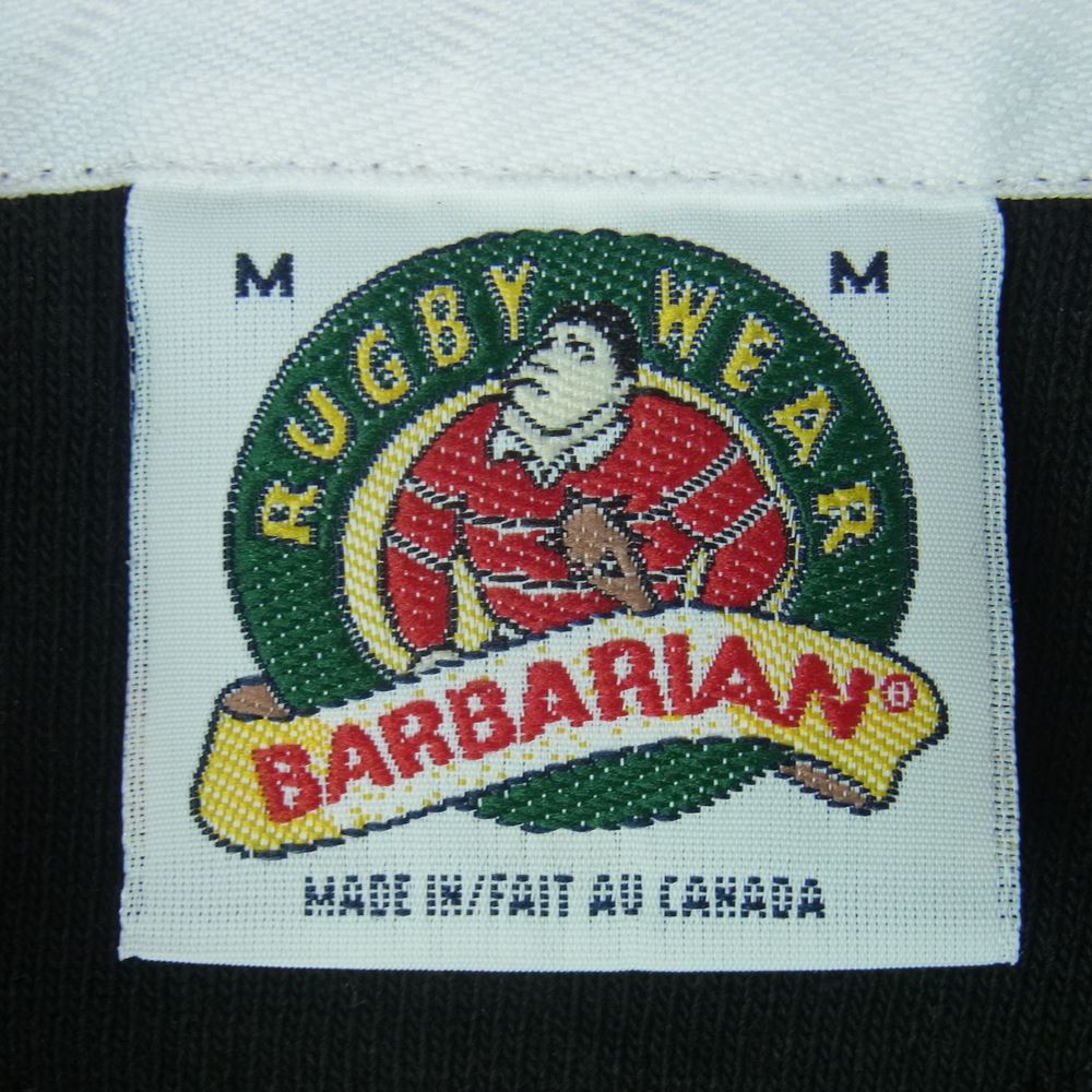 Barbarian バーバリアン ボーダー ラガー 長袖 シャツ コットン カナダ製 ブラック系 ホワイト系 M【中古】