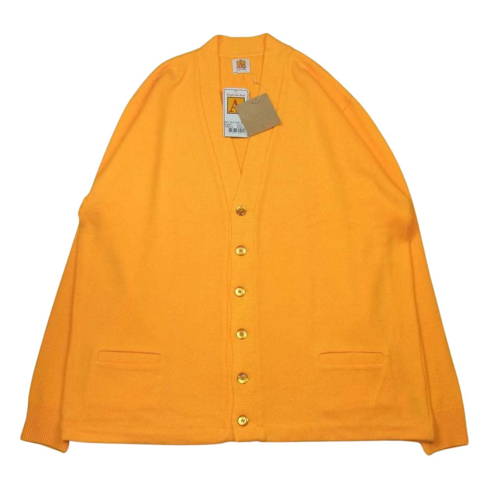 エープラス バイ サイ アクリル カーディガン メキシコ製 イエロー系 2XL【新古品】【未使用】【中古】