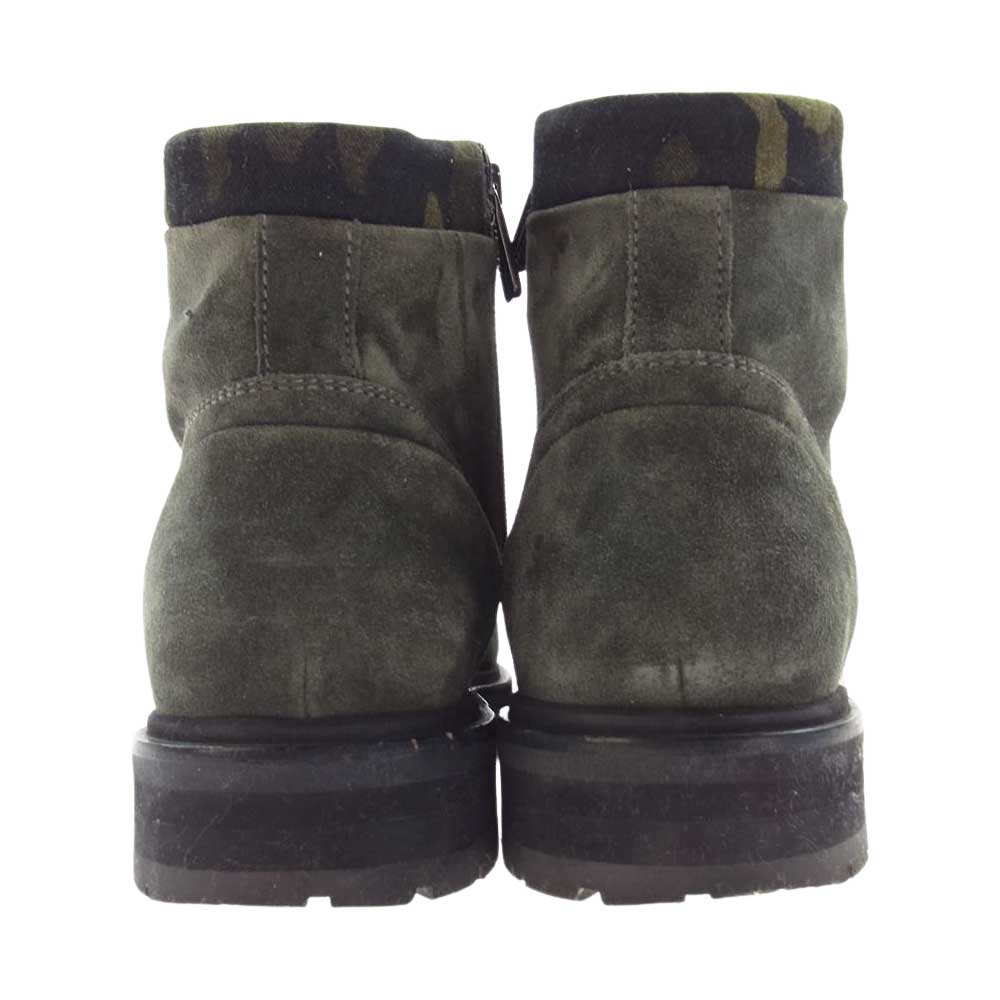 Santoni サントーニ イタリア製 サイドジップ スエード マウンテン ブーツ モスグリーン系 8【中古】