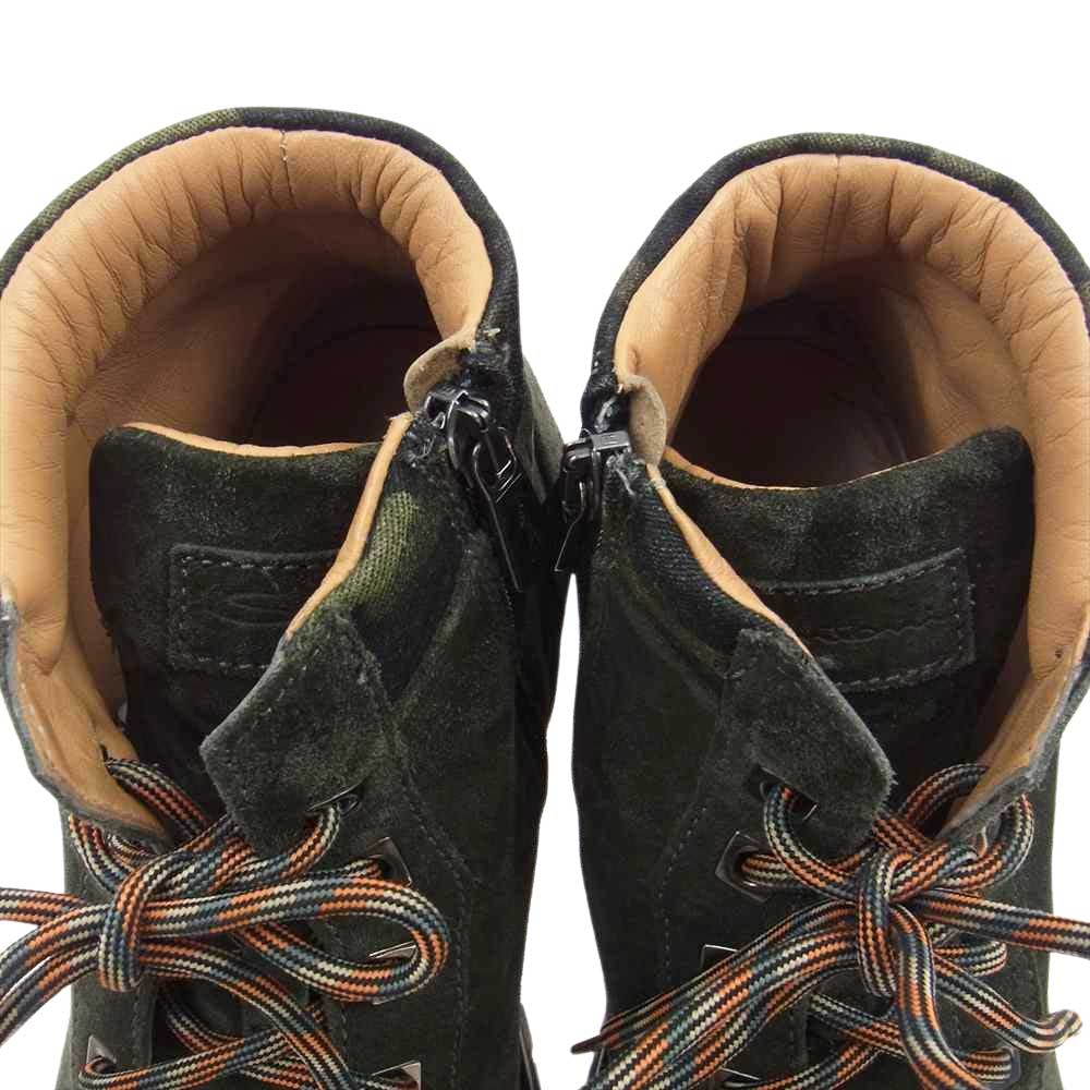 Santoni サントーニ イタリア製 サイドジップ スエード マウンテン ブーツ モスグリーン系 8【中古】