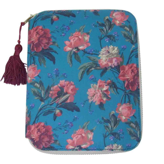 ほぼ日手帳 Decadent Blooms LIBERTY LONDON FABRICS 引き出しポーチ ジッパーズ 手帳カバー  ブルー系【新古品】【未使用】【中古】