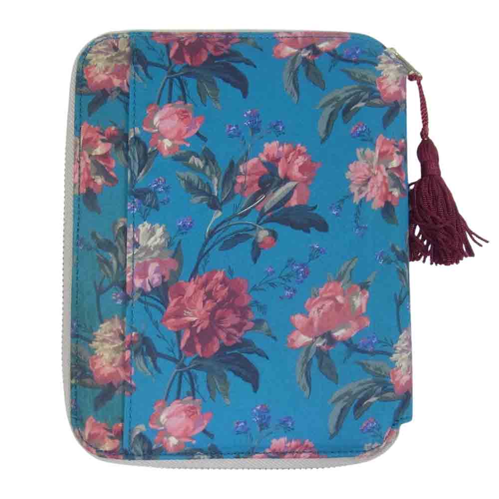 ほぼ日手帳 Decadent Blooms LIBERTY LONDON FABRICS 引き出しポーチ ジッパーズ 手帳カバー  ブルー系【新古品】【未使用】【中古】