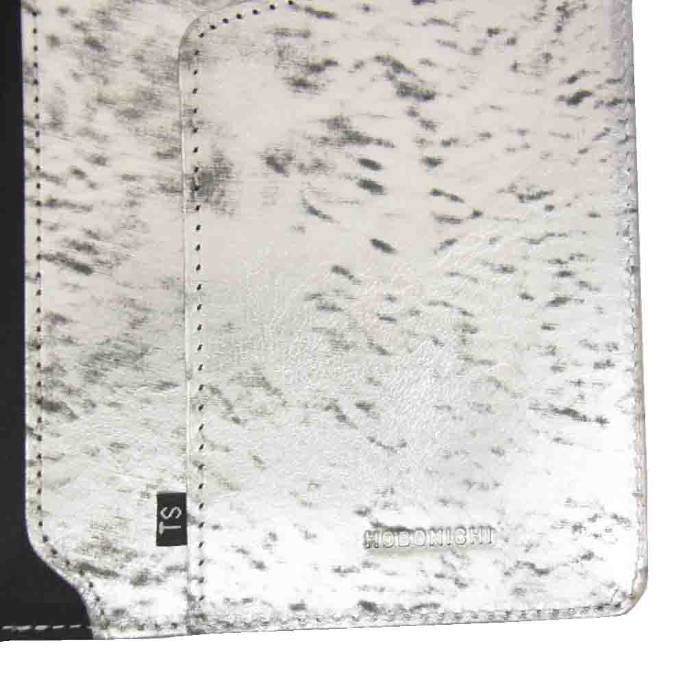 ほぼ日手帳 カズン バタフライストッパー Black Domopack ヌメ革 レザー 手帳カバー A5 シルバー系【極上美品】【中古】