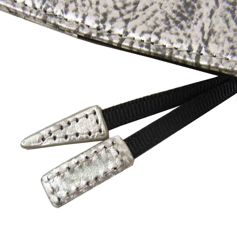 ほぼ日手帳 カズン バタフライストッパー Black Domopack ヌメ革 レザー 手帳カバー A5 シルバー系【極上美品】【中古】