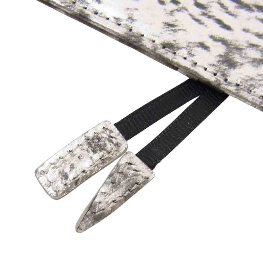ほぼ日手帳 カズン バタフライストッパー Black Domopack ヌメ革 レザー 手帳カバー A6 シルバー系【新古品】【未使用】【中古】
