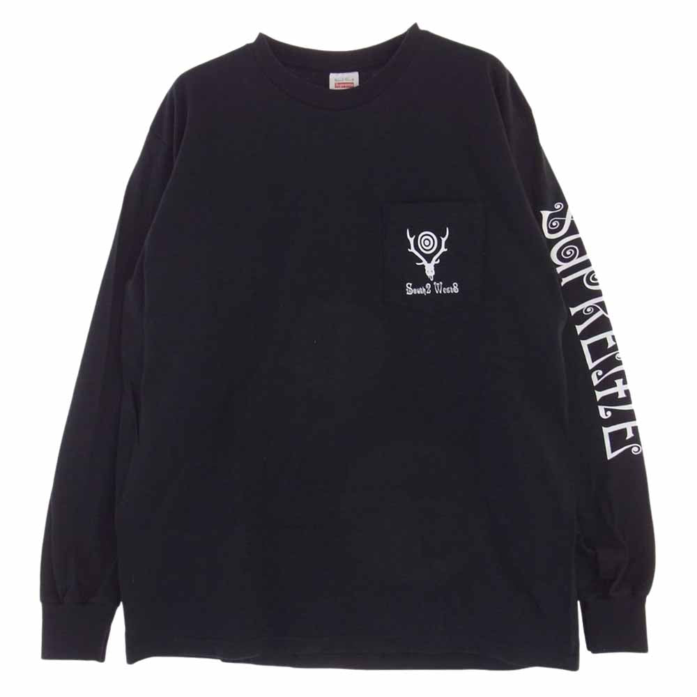 Supreme シュプリーム 21SS × SOUTH2 WEST8 2021SS L/S Pocket Tee × サウスツー ウエストエイト ロングスリーブ ポケット Tシャツ 長袖 カットソー ブラック系 M【美品】【中古】