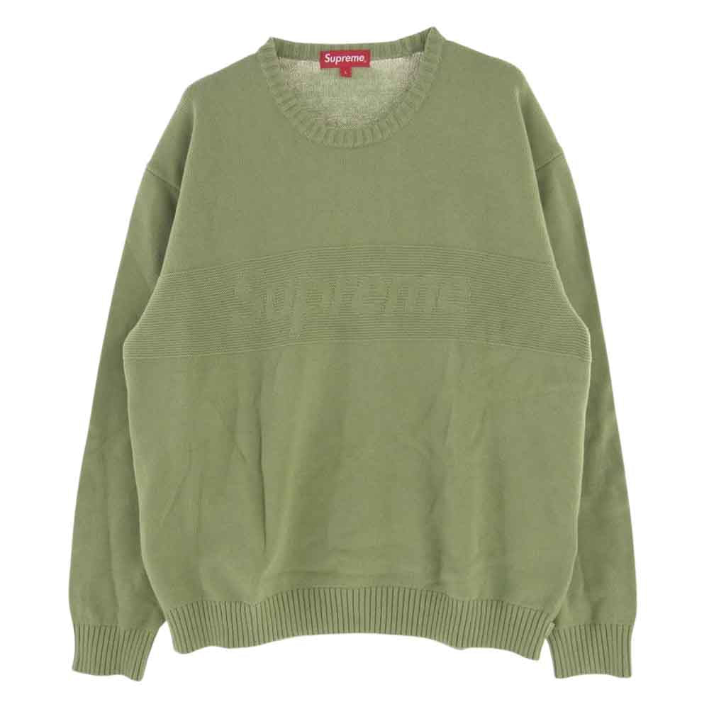 Supreme シュプリーム 22SS  Tonal Paneled Sweater トーナル パネル セーター ニット ライトグリーン系 L【極上美品】【中古】