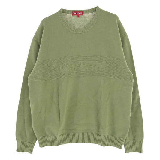 Supreme シュプリーム 22SS  Tonal Paneled Sweater トーナル パネル セーター ニット ライトグリーン系 L【極上美品】【中古】