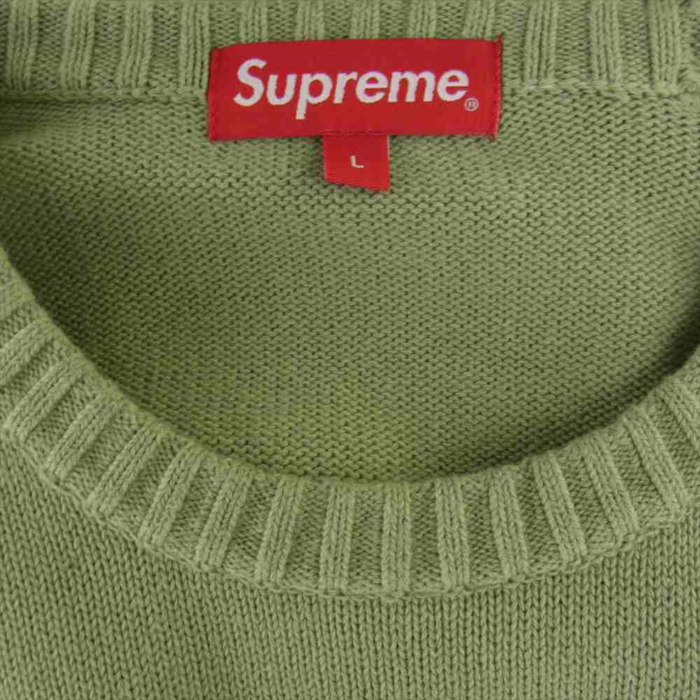 Supreme シュプリーム 22SS  Tonal Paneled Sweater トーナル パネル セーター ニット ライトグリーン系 L【極上美品】【中古】