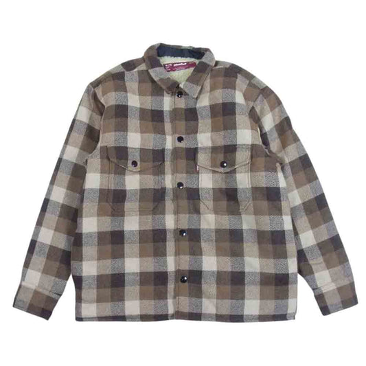 HideandSeek ハイドアンドシーク BOA CHECK CPO SHIRT JACKET ボア シャツ ジャケット ブラウン系 M【美品】【中古】