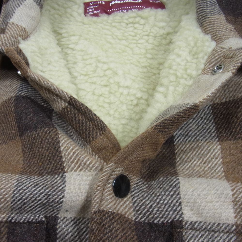 HideandSeek ハイドアンドシーク BOA CHECK CPO SHIRT JACKET ボア シャツ ジャケット ブラウン系 M【美品】【中古】