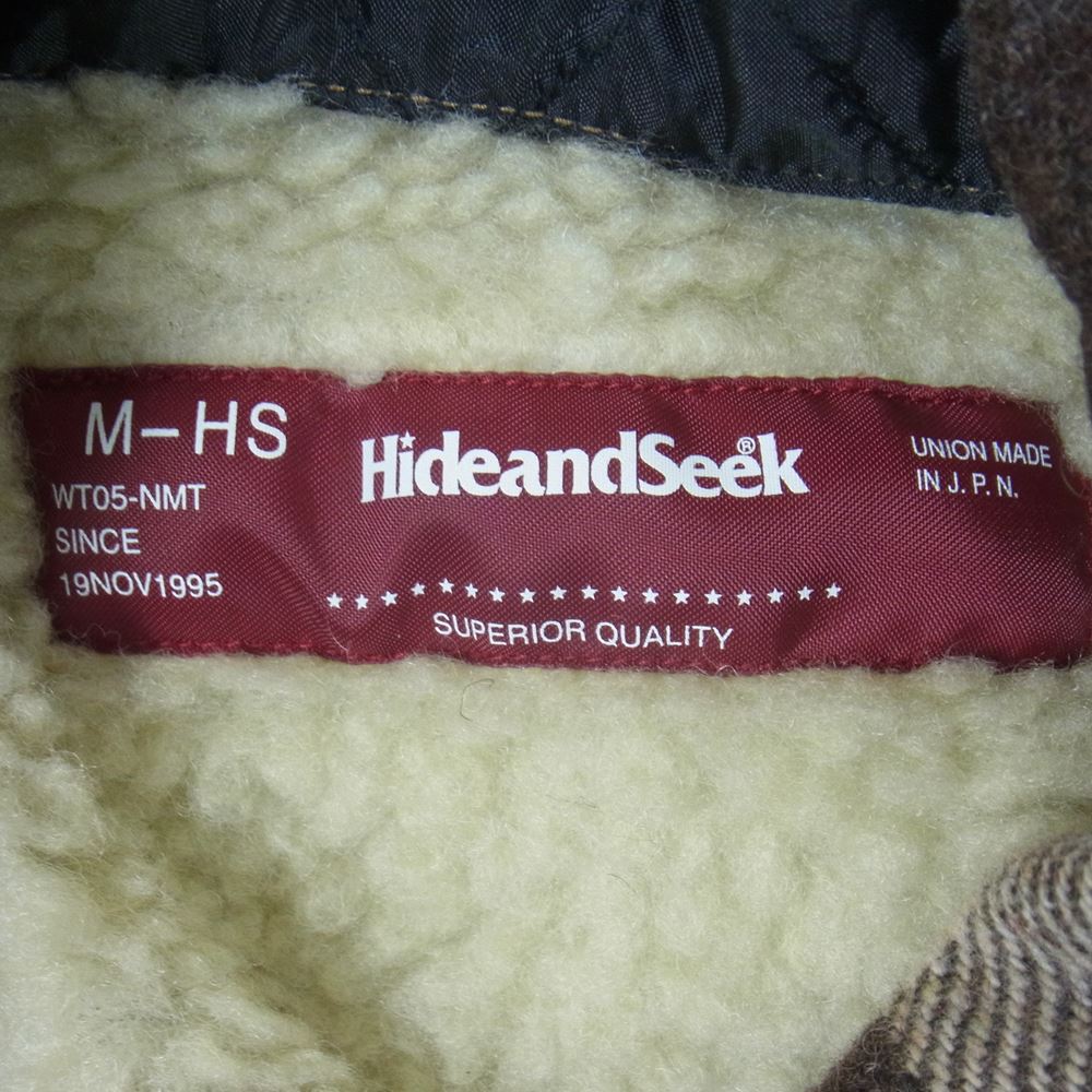 HideandSeek ハイドアンドシーク BOA CHECK CPO SHIRT JACKET ボア シャツ ジャケット ブラウン系 M【美品】【中古】