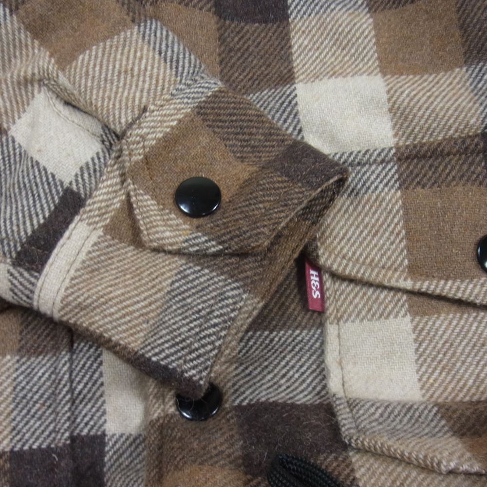 HideandSeek ハイドアンドシーク BOA CHECK CPO SHIRT JACKET ボア シャツ ジャケット ブラウン系 M【美品】【中古】