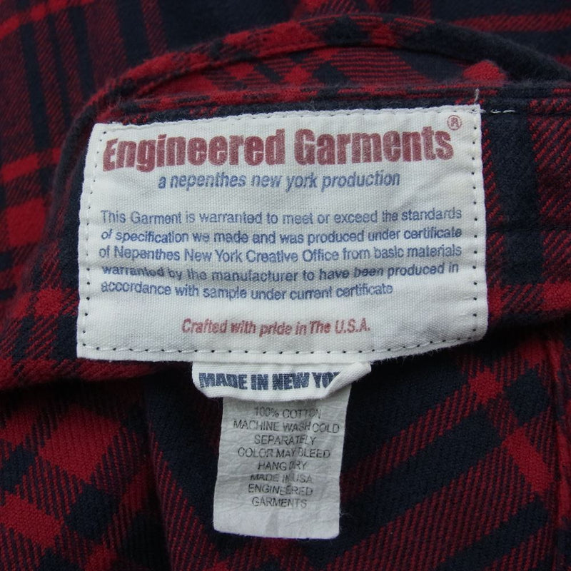 Engineered Garments エンジニアードガーメンツ 山型 ポケット チェック ネル シャツ 長袖 レッド系 S【中古】