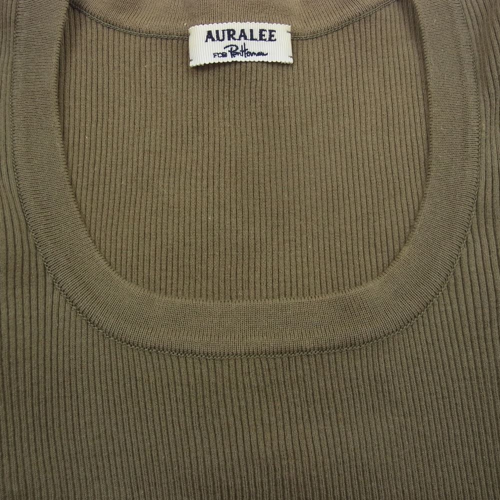 AURALEE オーラリー 18AW A8AU02RH × RON HERMAN ロンハーマン Uネック Tシャツ カーキ系【中古】