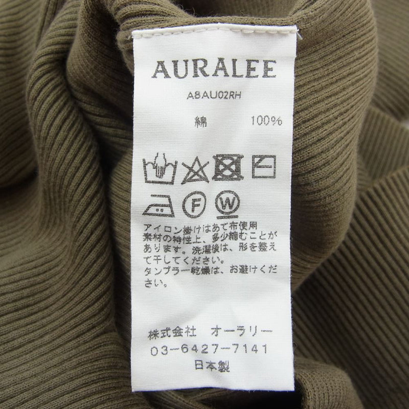 AURALEE オーラリー 18AW A8AU02RH × RON HERMAN ロンハーマン Uネック Tシャツ カーキ系【中古】