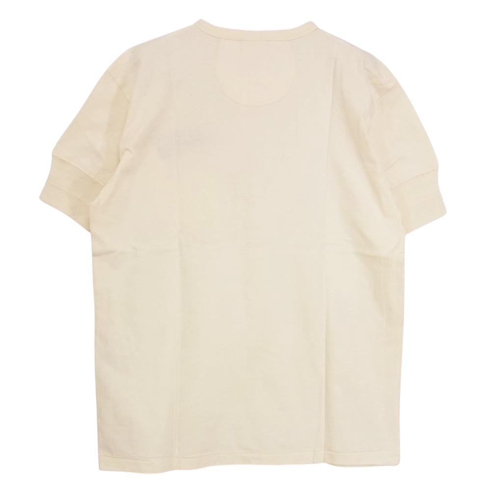 WEIRDO ウィアード ヘンリーネック コットン 刺繍 ロゴ Tシャツ オフホワイト系 L【極上美品】【中古】