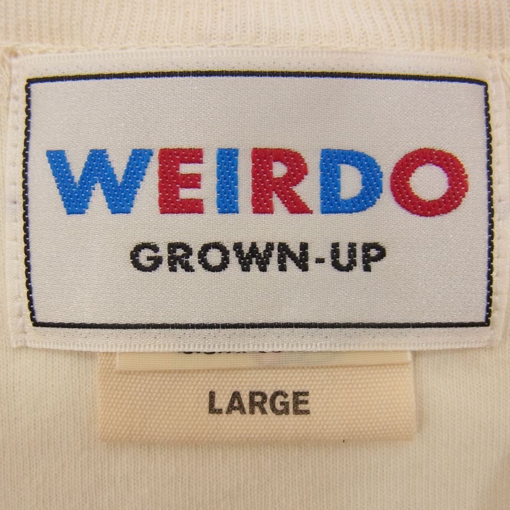 WEIRDO ウィアード ヘンリーネック コットン 刺繍 ロゴ Tシャツ オフホワイト系 L【極上美品】【中古】