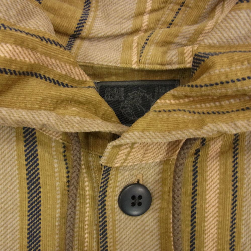 ブルオリジナル  フード付 コーデユロイ 長袖 シャツ カーキ系 L【極上美品】【中古】