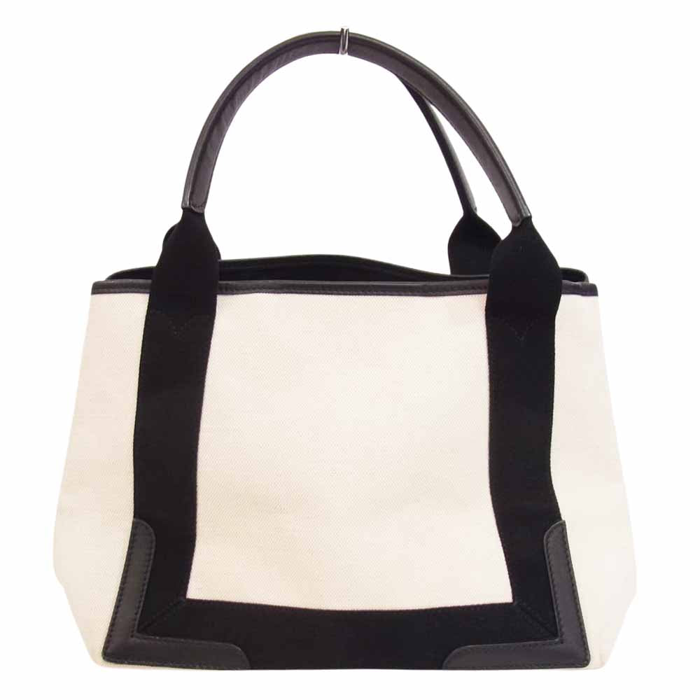BALENCIAGA バレンシアガ 339933 ネイビーカバス キャンバス×レザー トートバッグ ベージュ オフホワイト系【中古】