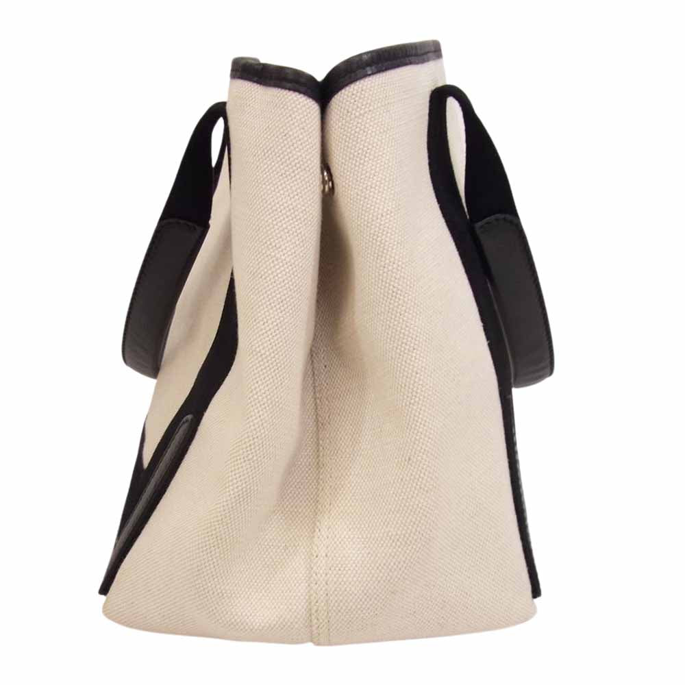 BALENCIAGA バレンシアガ 339933 ネイビーカバス キャンバス×レザー トートバッグ ベージュ オフホワイト系【中古】
