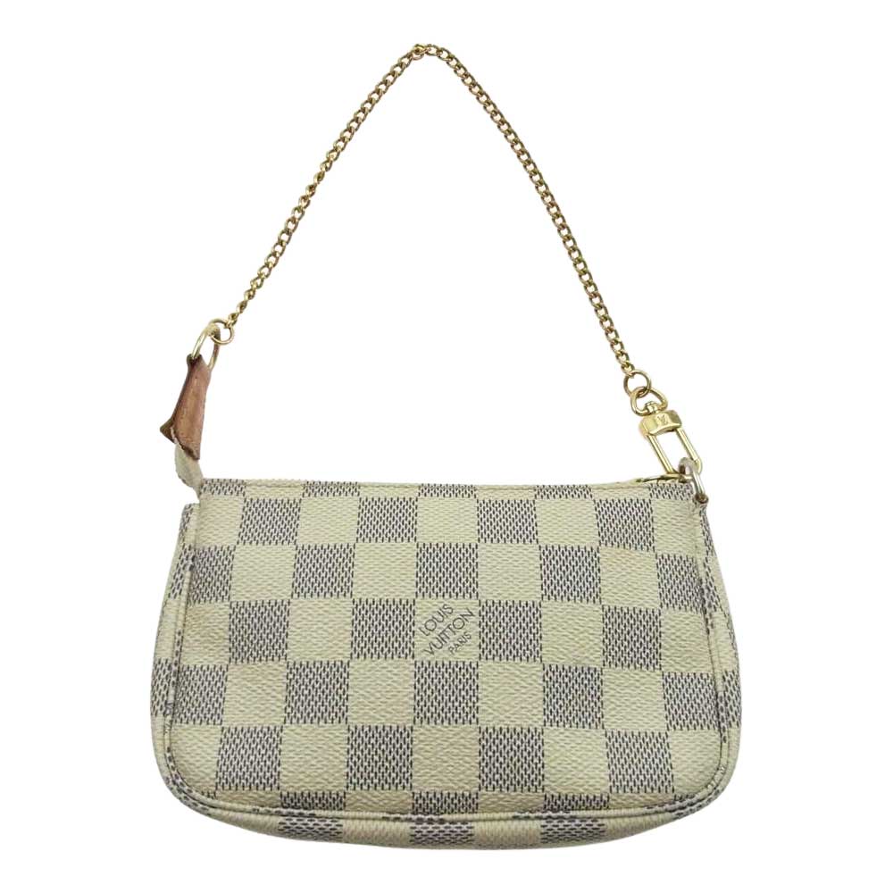 LOUIS VUITTON ルイ・ヴィトン N58010 ダミエ アズール ミニ ポシェット アクセソワール ポーチ   ライトブラウン系【中古】