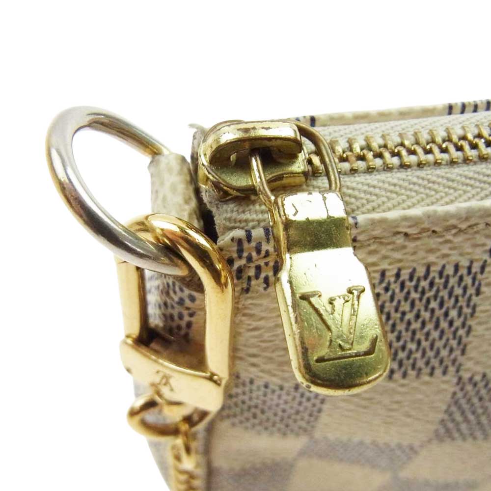 LOUIS VUITTON ルイ・ヴィトン N58010 ダミエ アズール ミニ ポシェット アクセソワール ポーチ   ライトブラウン系【中古】
