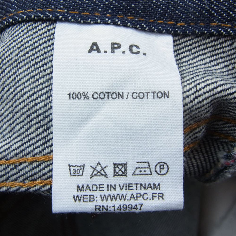 A.P.C. アーペーセー PETIT STANDARD JEAN DROIT ETROIT プチスタンダード リジット デニム パンツ インディゴブルー系 30【極上美品】【中古】