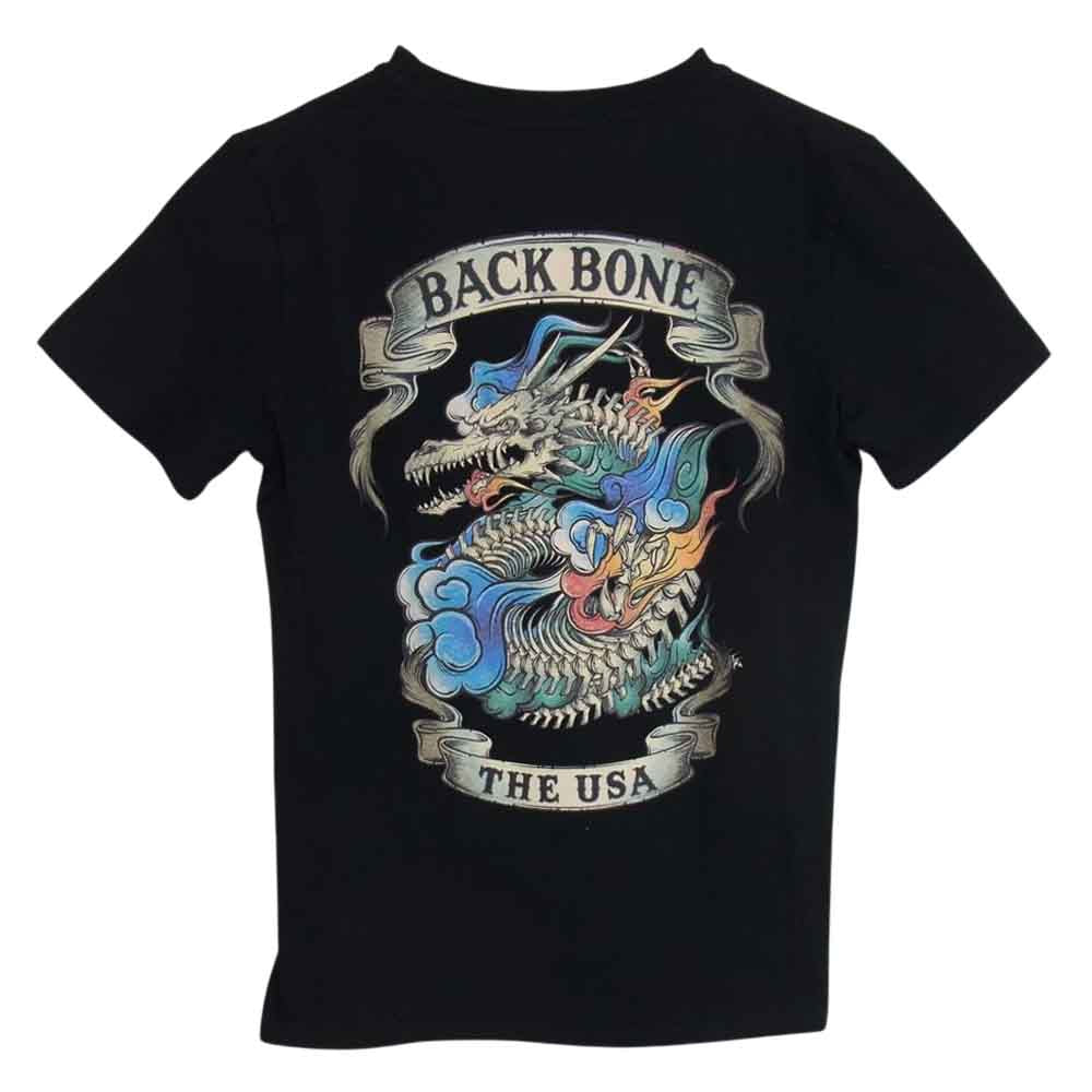 BACKBONE バックボーン BB12W-C25 スカル ドラゴン プリント ポケット Tシャツ ブラック系 M【中古】
