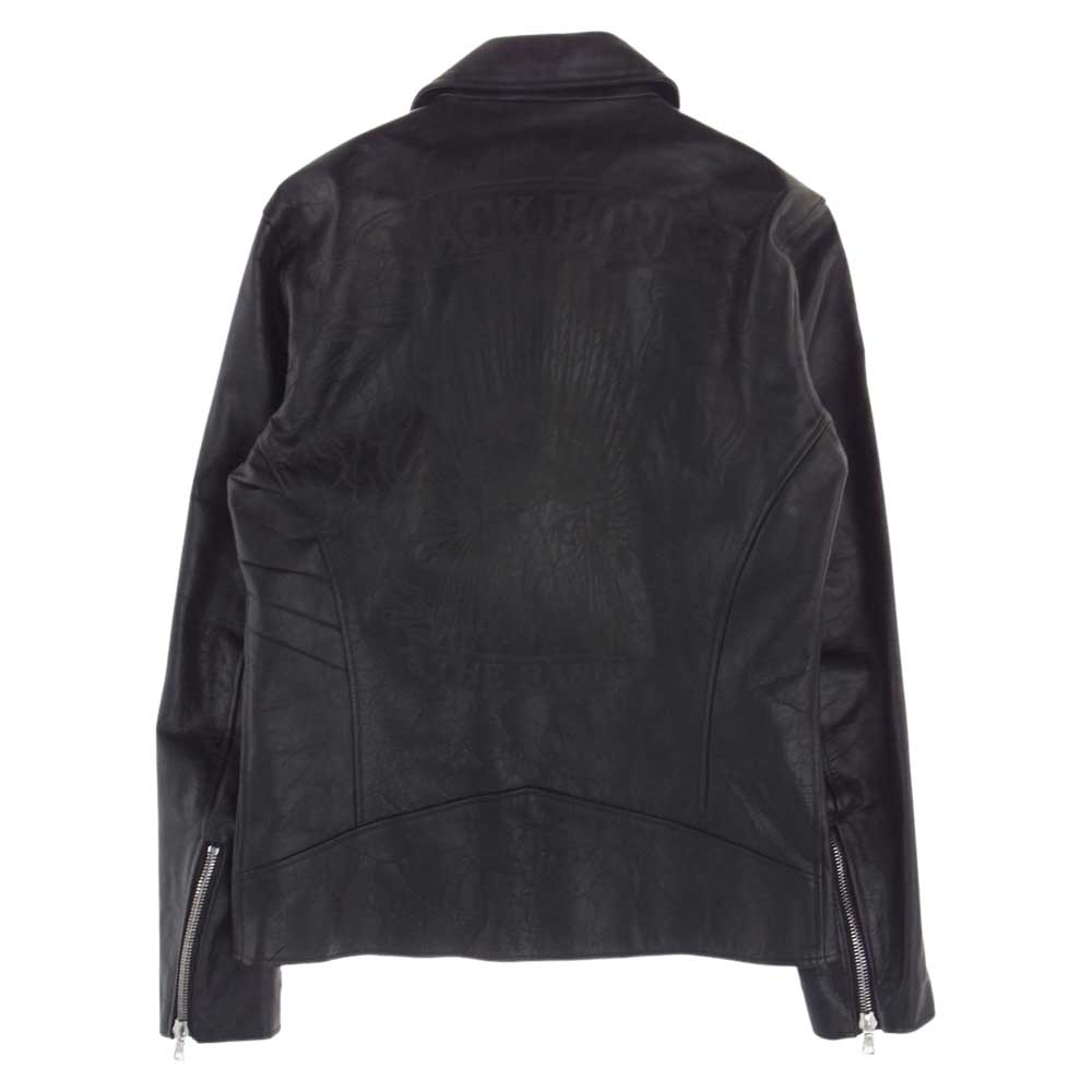 BACKBONE バックボーン BB16SS-LB10 ホースハイド バックボーン ロゴ ダブル ライダース ジャケット ブラック系 L【極上美品】【中古】