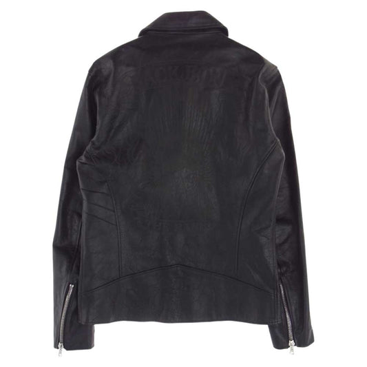 BACKBONE バックボーン BB16SS-LB10 ホースハイド バックボーン ロゴ ダブル ライダース ジャケット ブラック系 L【極上美品】【中古】