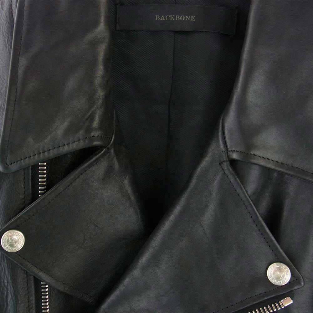 BACKBONE バックボーン BB16SS-LB10 ホースハイド バックボーン ロゴ ダブル ライダース ジャケット ブラック系 L【極上美品】【中古】