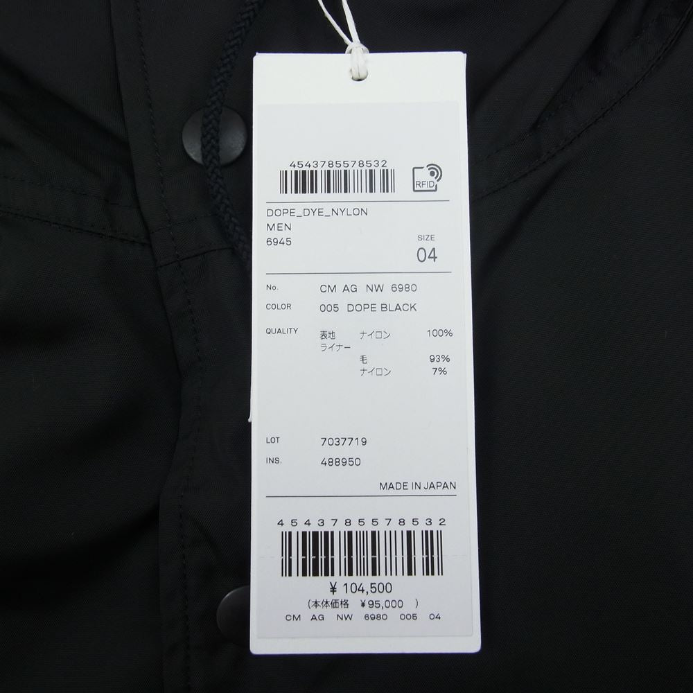 エイトン 22AW  CM AG NW 6980 DOPE DYE NYLON SHORT MODS COAT ライナー付 ショート モッズ コート  ブラック系 4【美品】【中古】