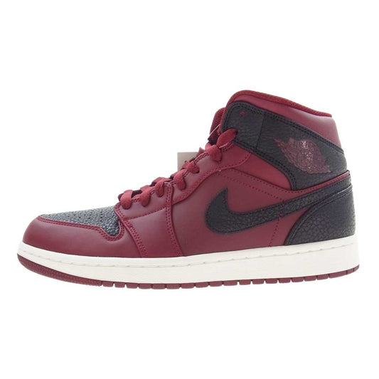NIKE AIR JORDAN ナイキ ジョーダン 554724-601 NIKE AIR JORDAN 1 RETRO MID TEAM RED BLACK ナイキ エアジョーダン1 ミッド チーム レッド ブラック ミット カット スニーカー  ワインレッド系 27.0cm【新古品】【未使用】【中古】