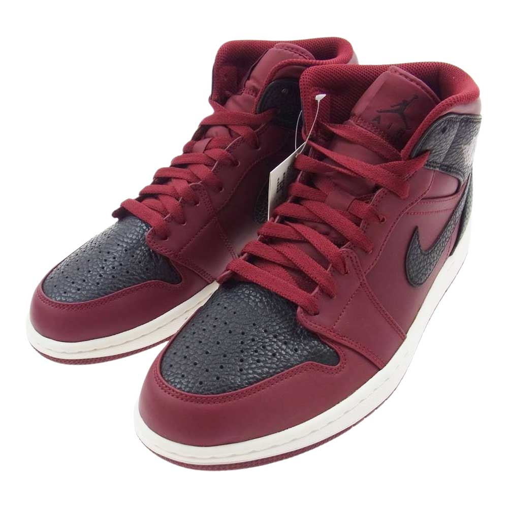 NIKE AIR JORDAN ナイキ ジョーダン 554724-601 NIKE AIR JORDAN 1 RETRO MID TEAM RED BLACK ナイキ エアジョーダン1 ミッド チーム レッド ブラック ミット カット スニーカー  ワインレッド系 27.0cm【新古品】【未使用】【中古】
