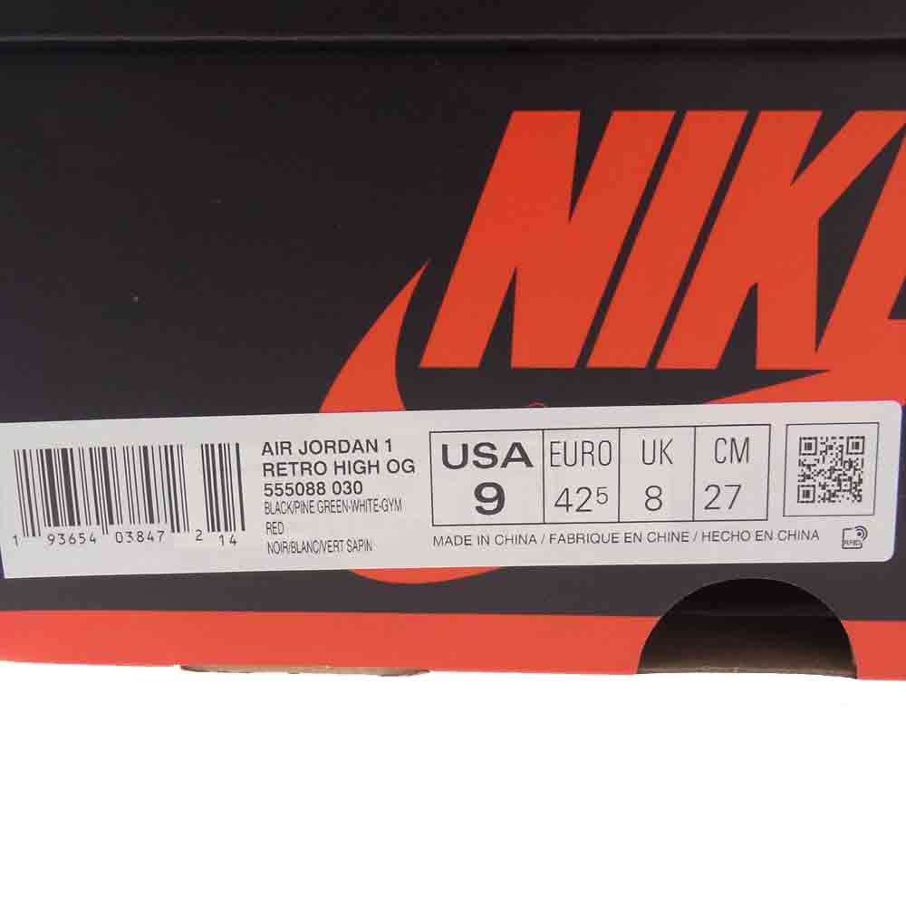 NIKE AIR JORDAN ナイキ ジョーダン 555088-030 AIR JORDAN 1 RETRO HIGH OG PINE GREEN エア ジョーダン1 レトロ ハイ オージー パイングリーン ハイカット スニーカー グリーン系 27.0cm【新古品】【未使用】【中古】