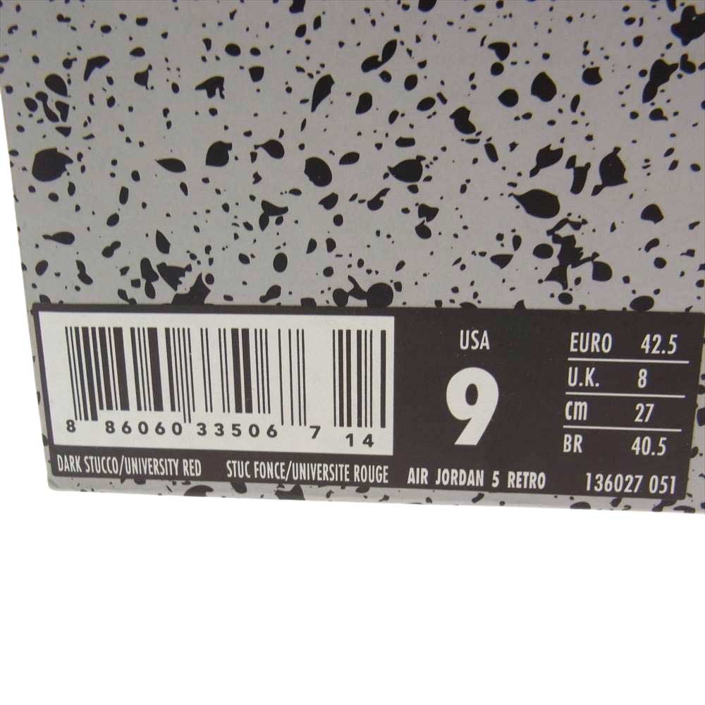 NIKE AIR JORDAN ナイキ ジョーダン 136027-051 AIR JORDAN 5 RETRO P51 CAMO エアジョーダン5 レトロ ダークスタッコ ハイカット スニーカー グレー系 27.0cm【新古品】【未使用】【中古】