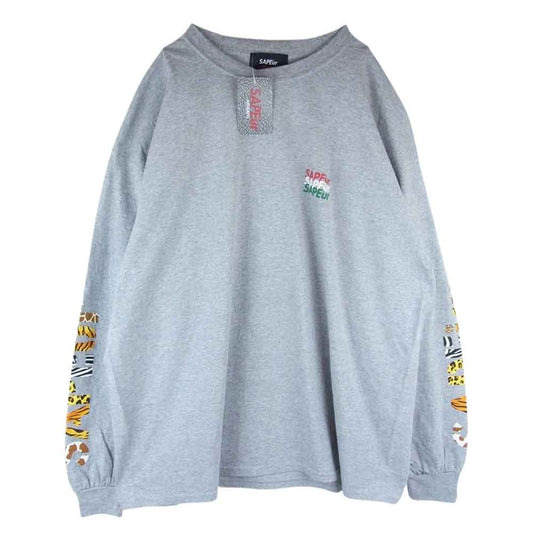 サプール A0021-136 NIGHT SAFARI SLEEVE LOGO L/S T-SHIRT 袖ロゴプリント 長袖シャツ グレー系 XXL【美品】【中古】