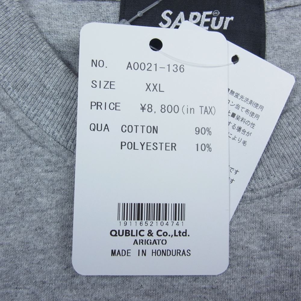 サプール A0021-136 NIGHT SAFARI SLEEVE LOGO L/S T-SHIRT 袖ロゴプリント 長袖シャツ グレー系 XXL【美品】【中古】